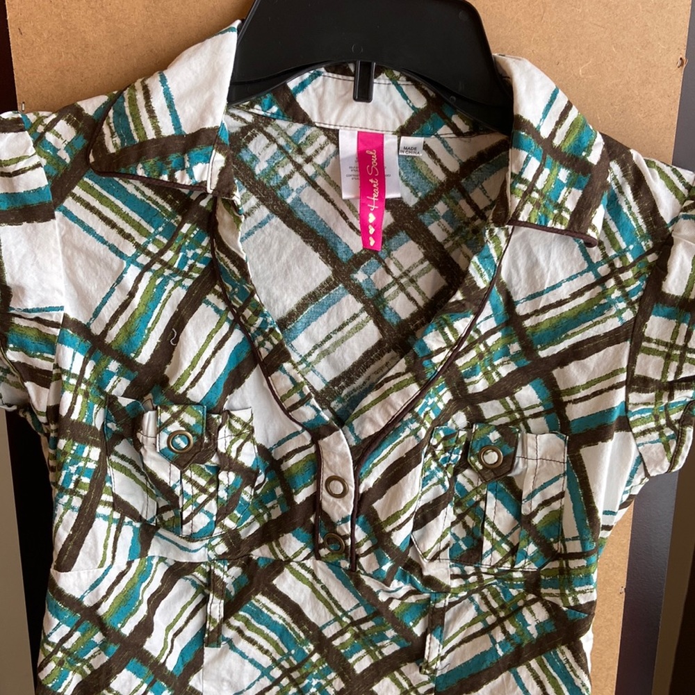Heart Soul Jrs. Dressy plaid casual top M